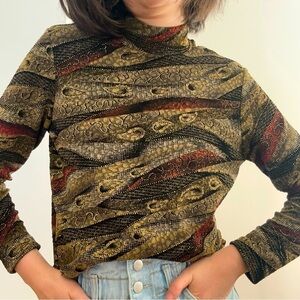 VINTAGE MOCK NECK LONG  SLEEVE TOP